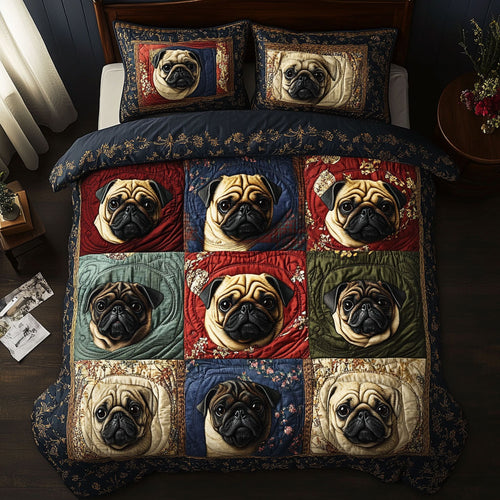 Patchwork Cute Pugs WY1003107CL Duvet Cover Set