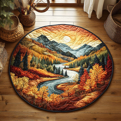 Autumn Mountain River WY0107076CL Quilted Round Mat
