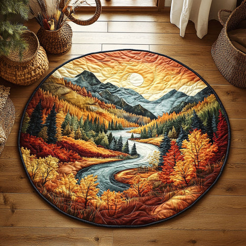 Autumn Mountain River WY0107076CL Quilted Round Mat