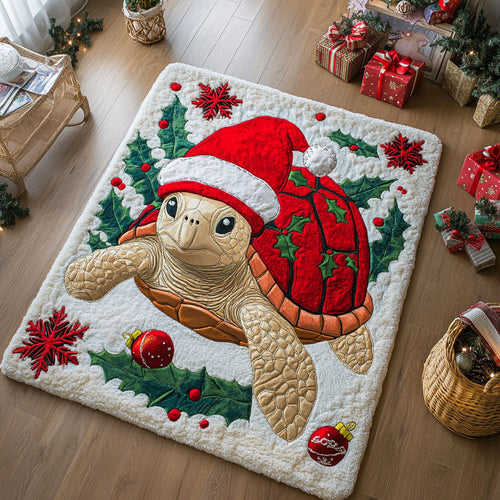 Christmas Turtle Cheer CW2208061CL Area Rug