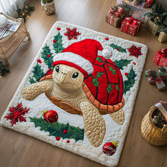 Christmas Turtle Cheer CW2208061CL Area Rug