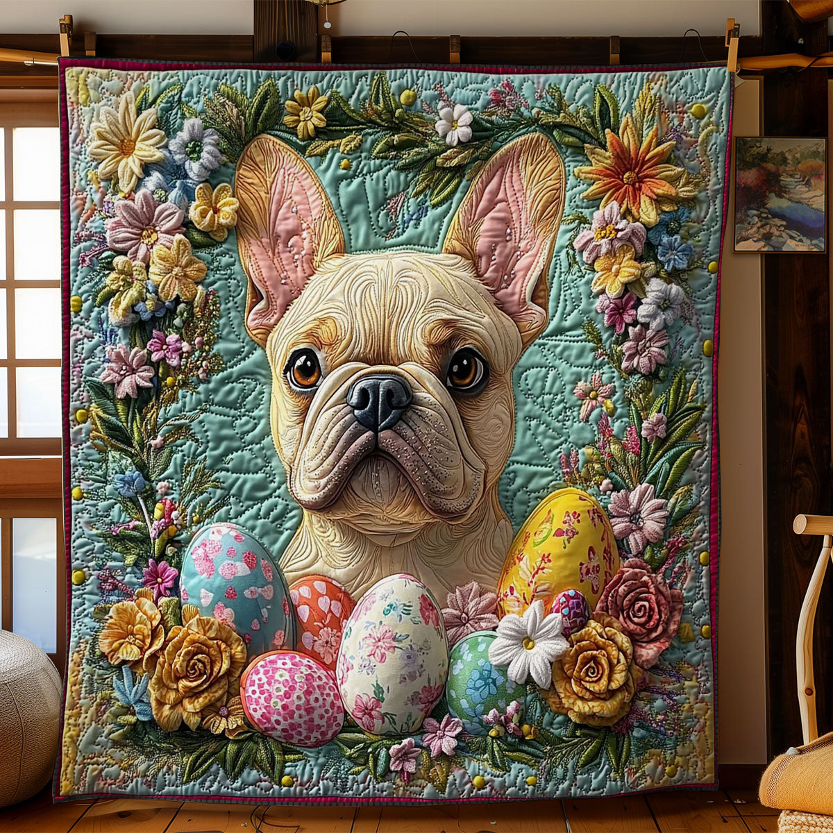 Easter Egg Pug WY0603083CL Quilt