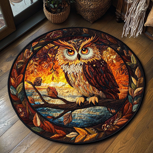 Autumn Sunset Owl WY0107077CL Quilted Round Mat