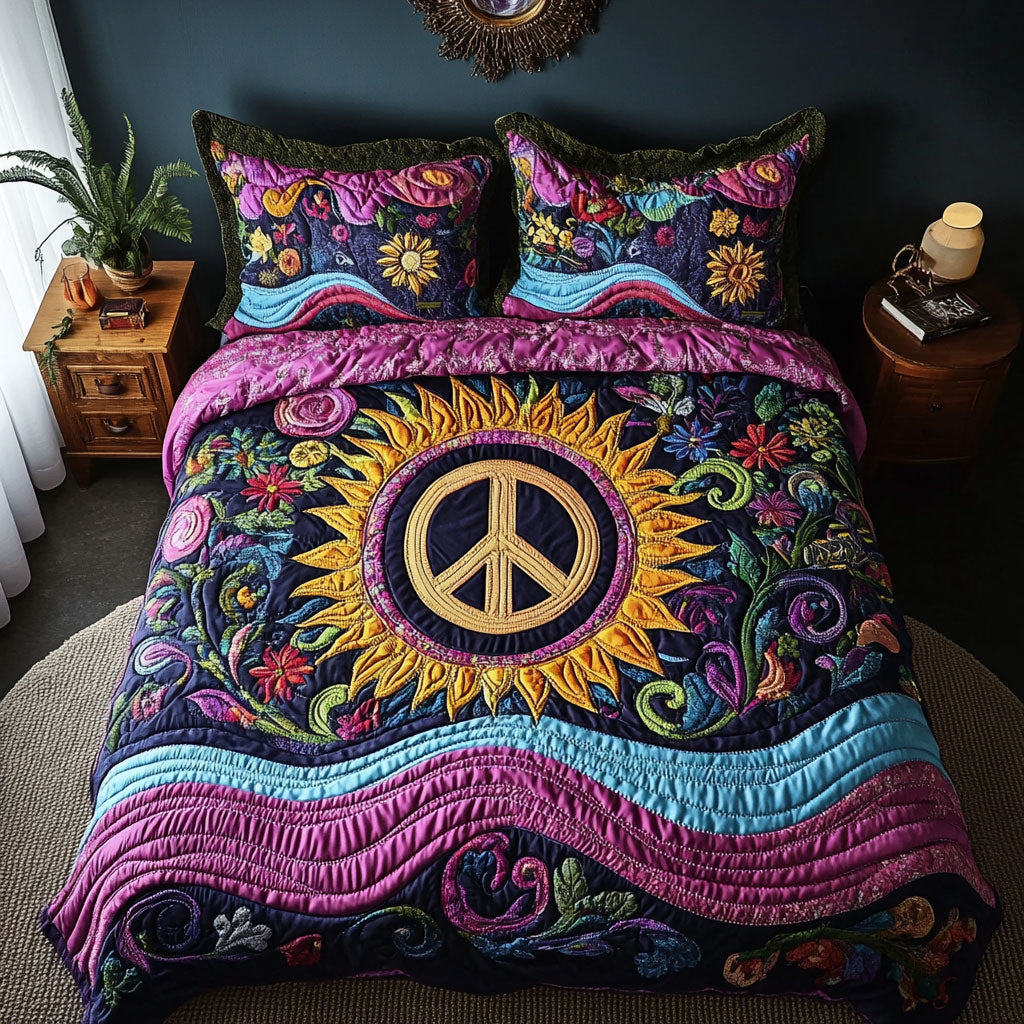 Peace Sign Sun WY1902026CL Duvet Cover Set