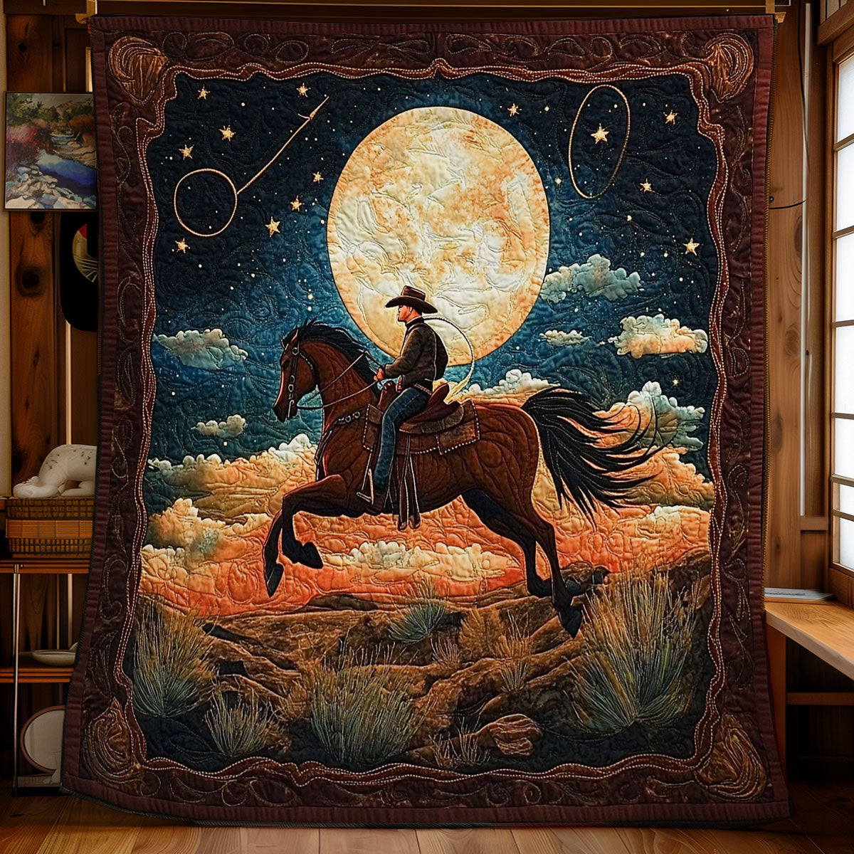 Cowoy In Night Desert WY2101052CL Quilt