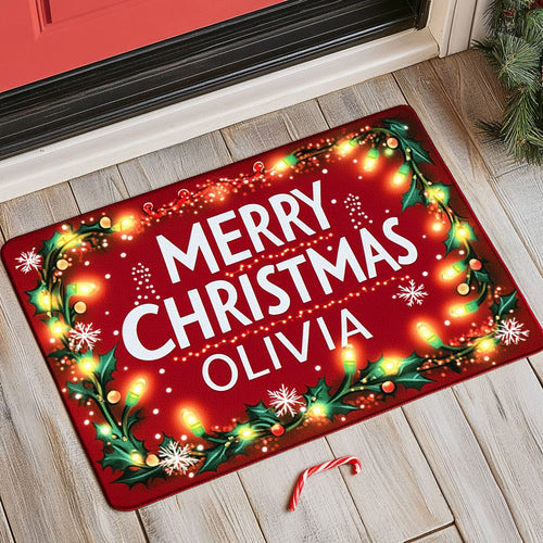 Christmas Here WJ2208038CL Personalized Doormat