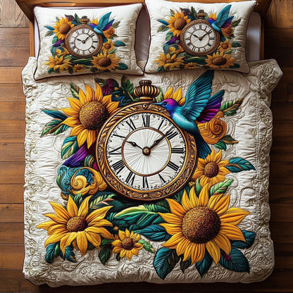 Hummingbird In Sunflower Clock WY1904049CL Duvet Cover Set