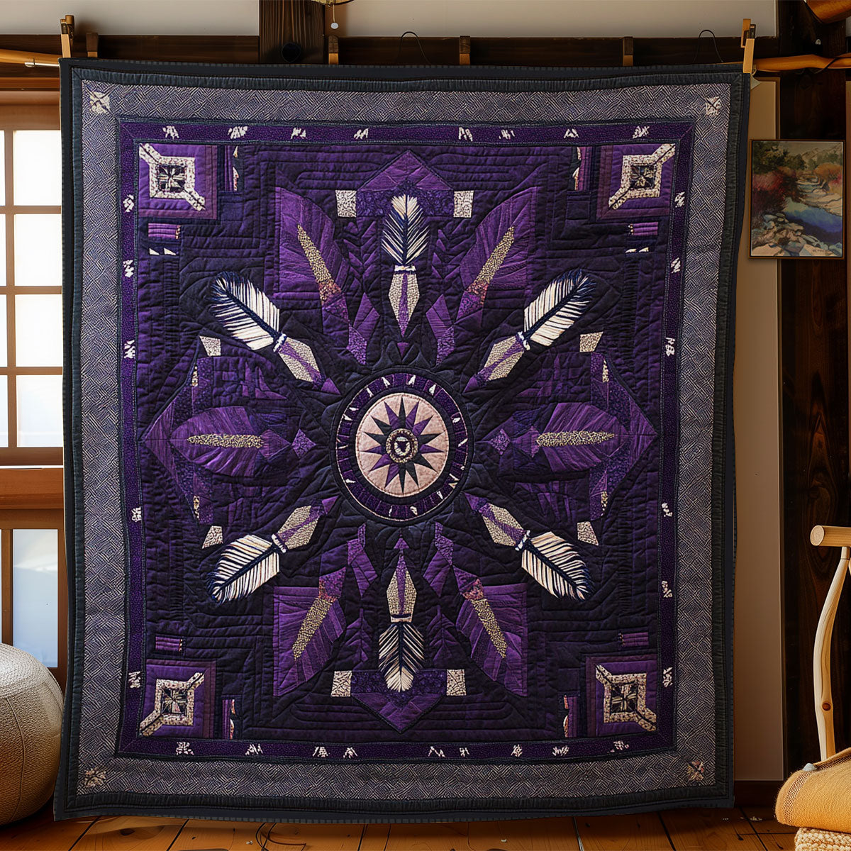 Mystic Purple Feather WY0503117CL Quilt