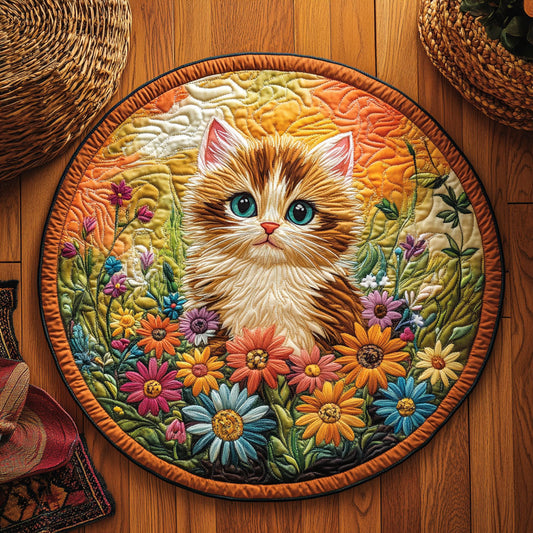 Sunny Garden Kitty WY0107170CL Quilted Round Mat