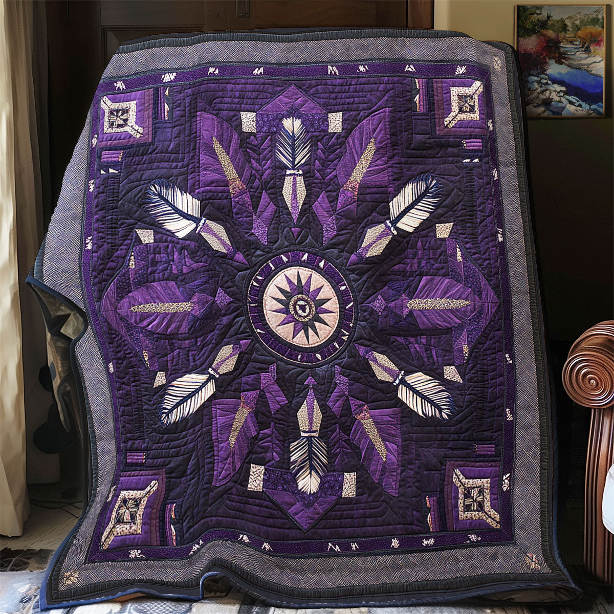 Mystic Purple Feather WY0503117CL Quilt