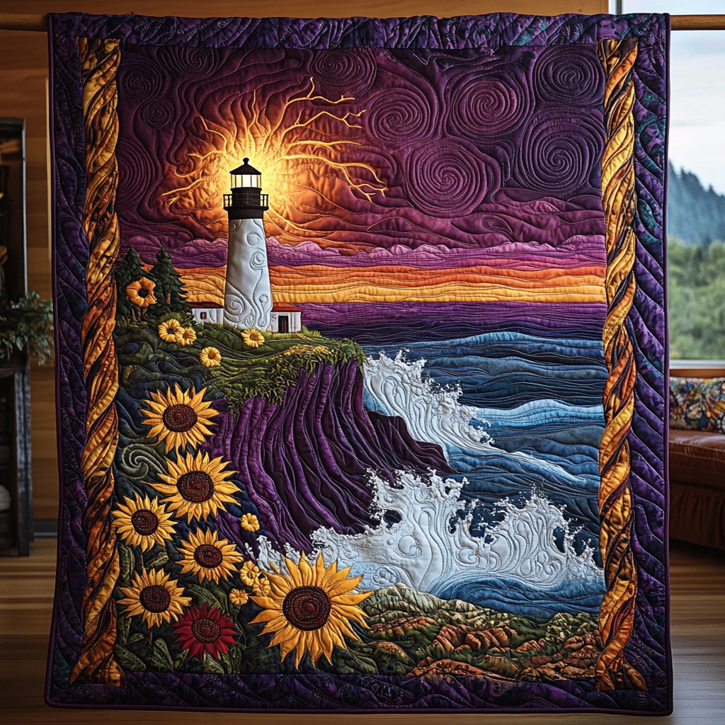 Stormy Sunset Lighthouse WY1507022CL Quilt