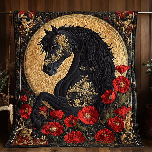 Black Horse In Poppy WY3004038CL Quilt