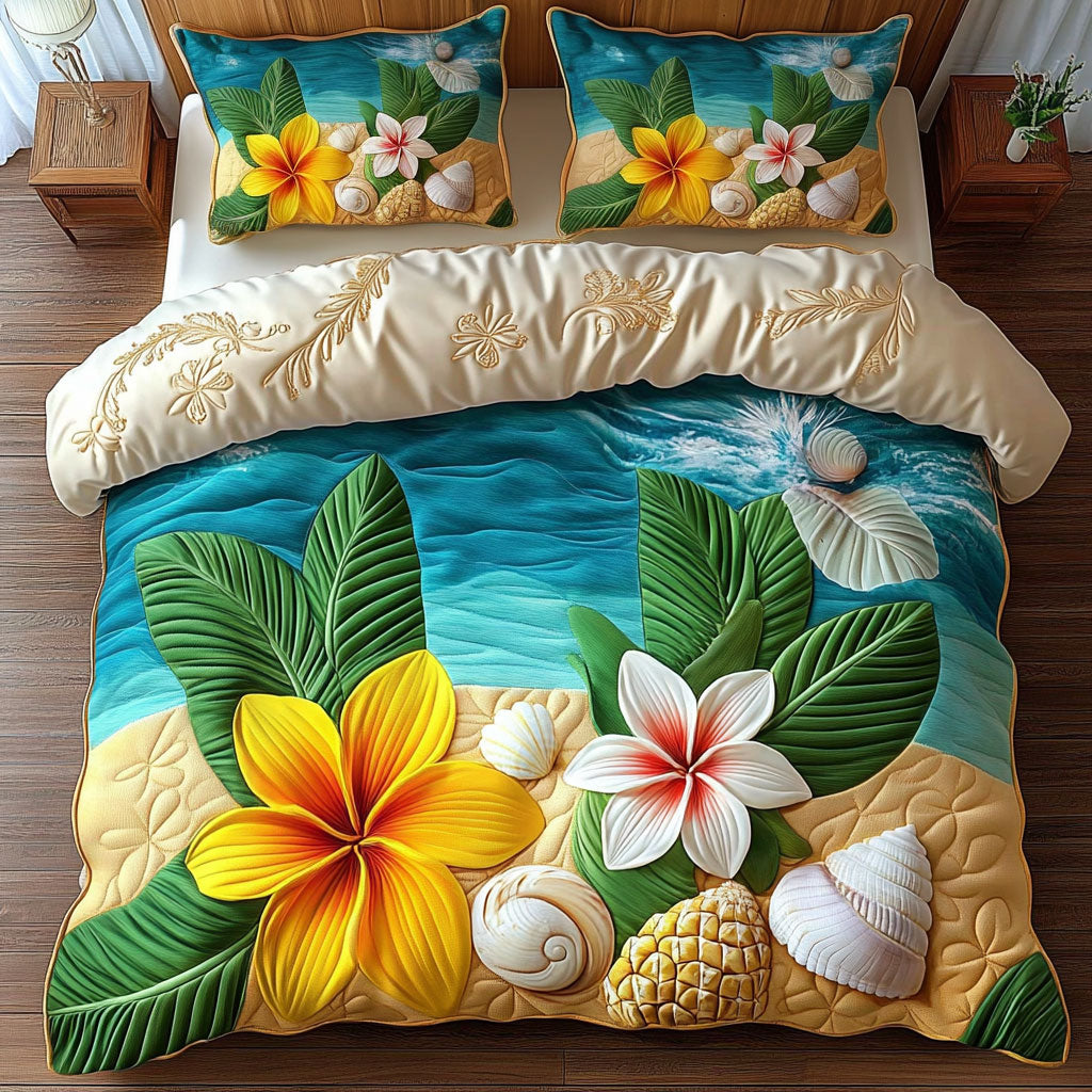 Seashell And Frangipani Flower WY2006079CL Duvet Cover Set