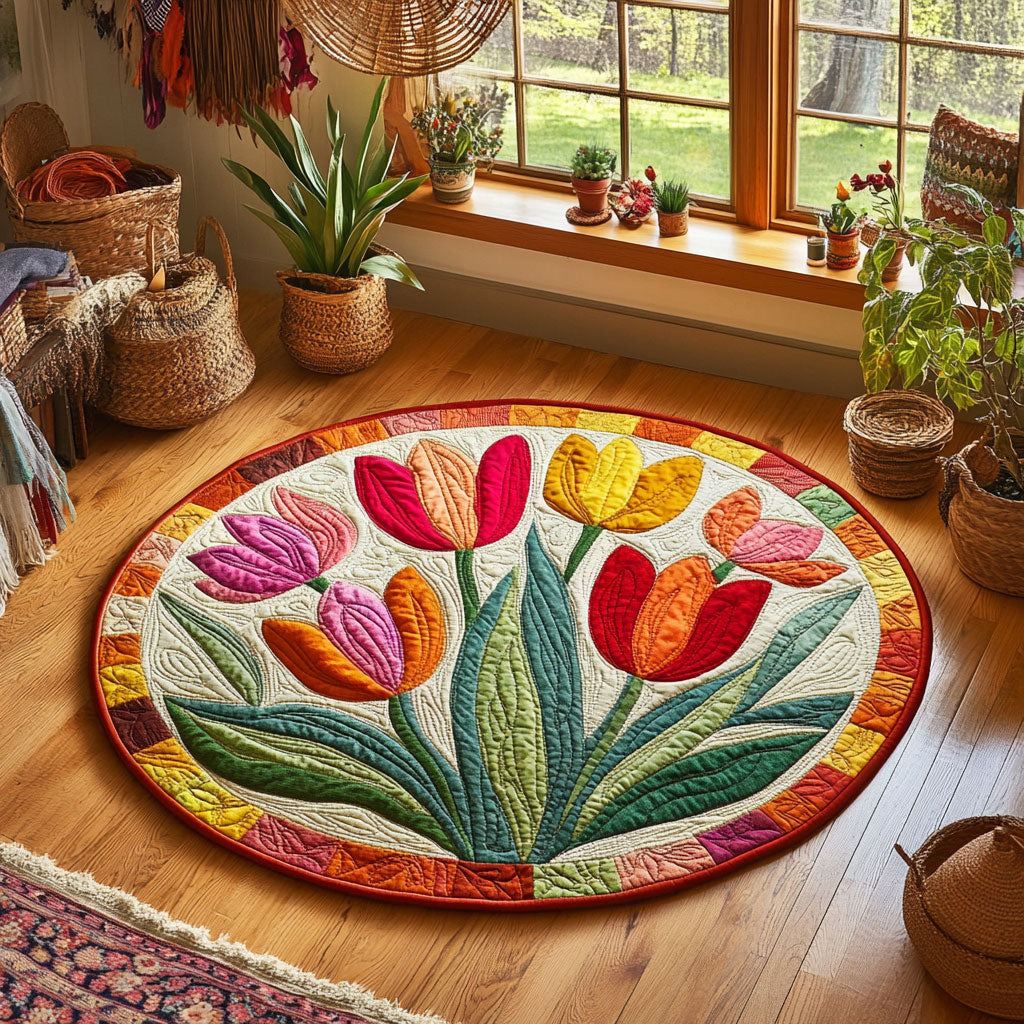 Tulip Delight WY0107186CL Quilted Round Mat
