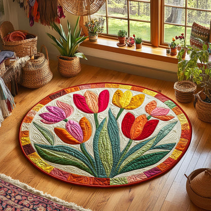 Tulip Delight WY0107186CL Quilted Round Mat