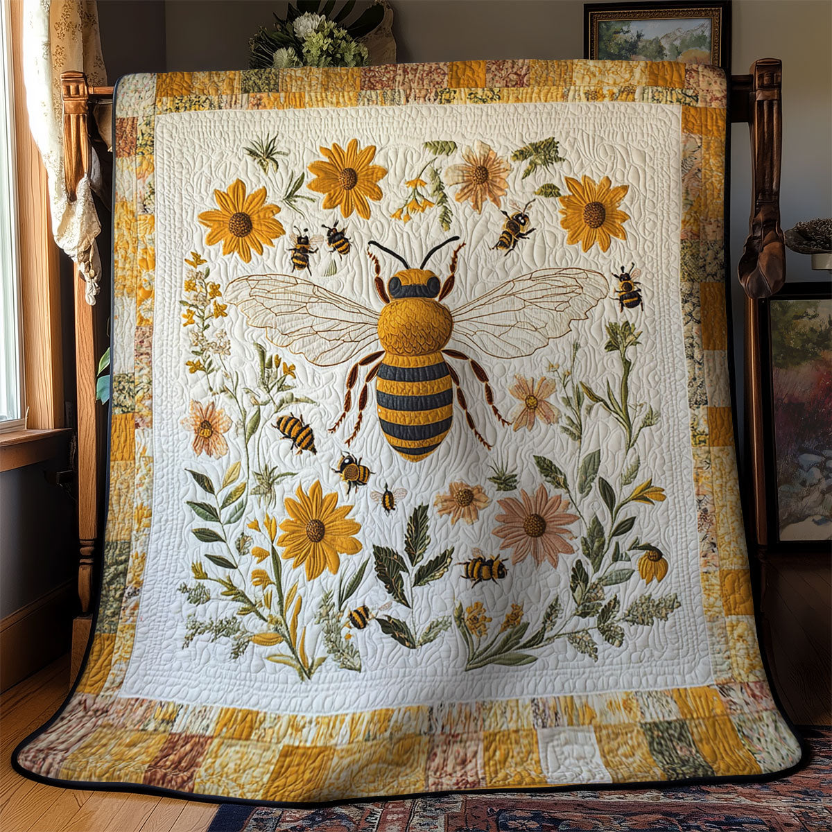 Flowers And Bee WY1803033CL Quilt