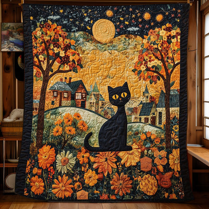 Cat In Autumn Night WY1002026CL Quilt