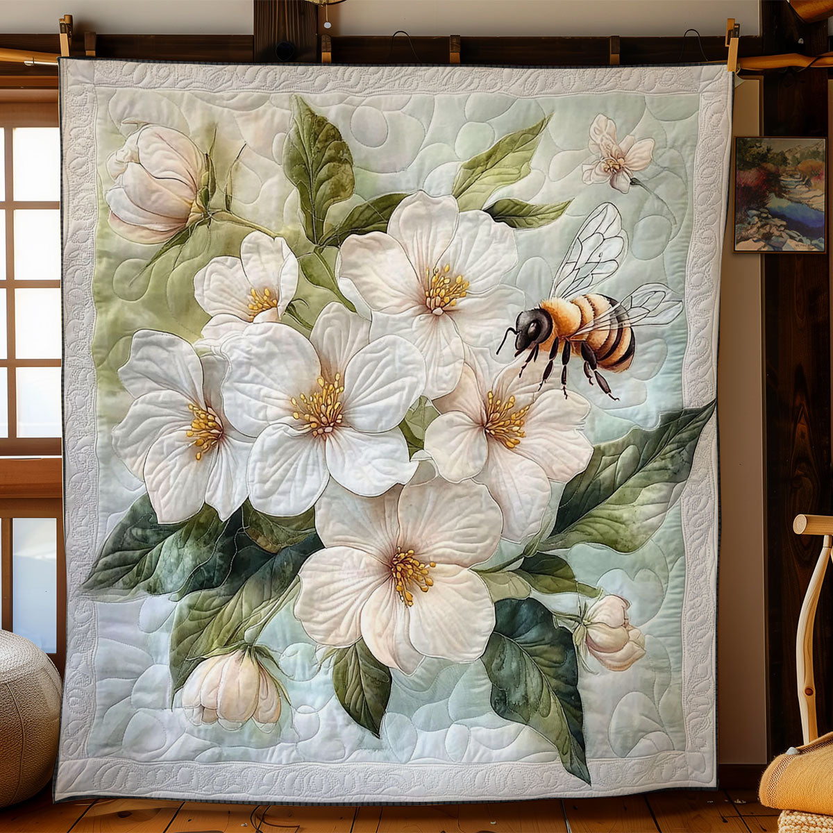 Bee In White WY2103029CL Quilt