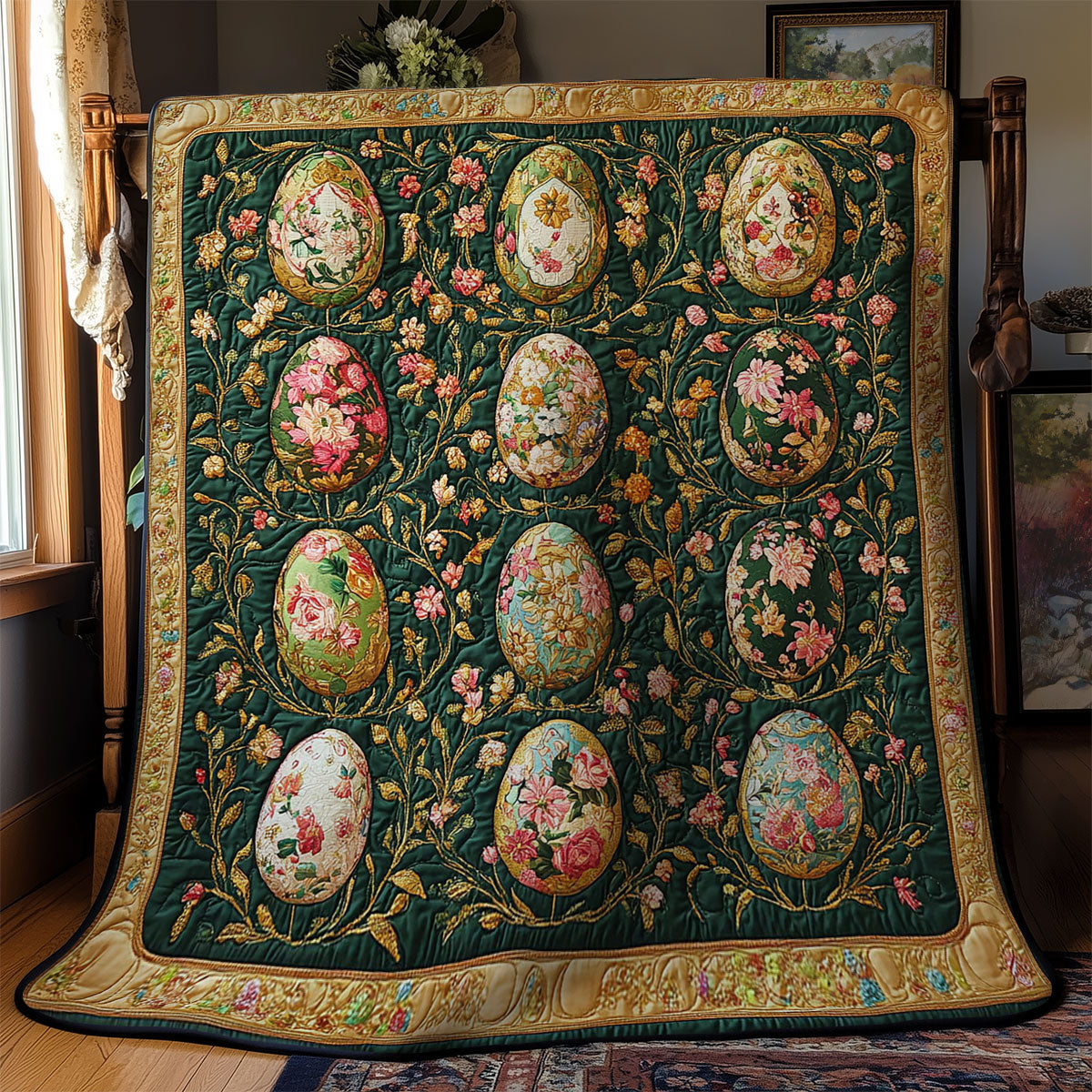 Vintage Botanica Easter Egg WY1103058CL Quilt