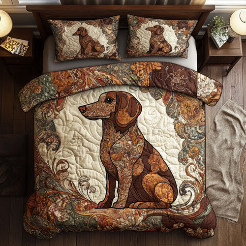 Dachshund And Petals WY0703047CL Duvet Cover Set