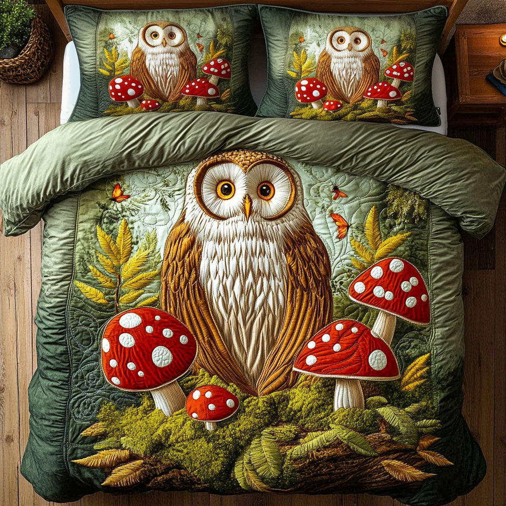 Owl In Mushroom Forest WY1604041CL Duvet Cover Set