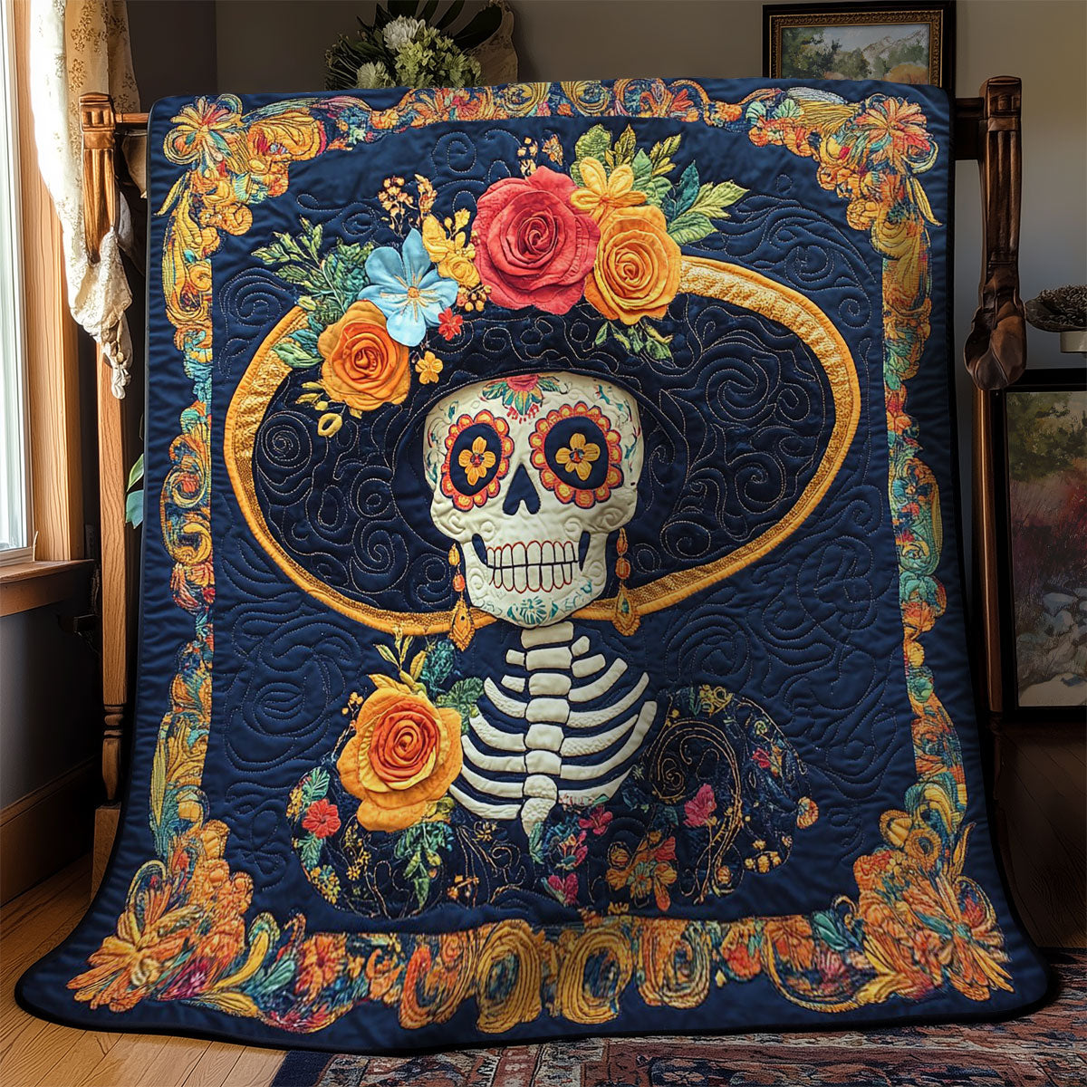 Skull And Roses Reverie WY1203069CL Quilt