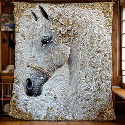 Beautiful White Horse WY1303007CL Quilt