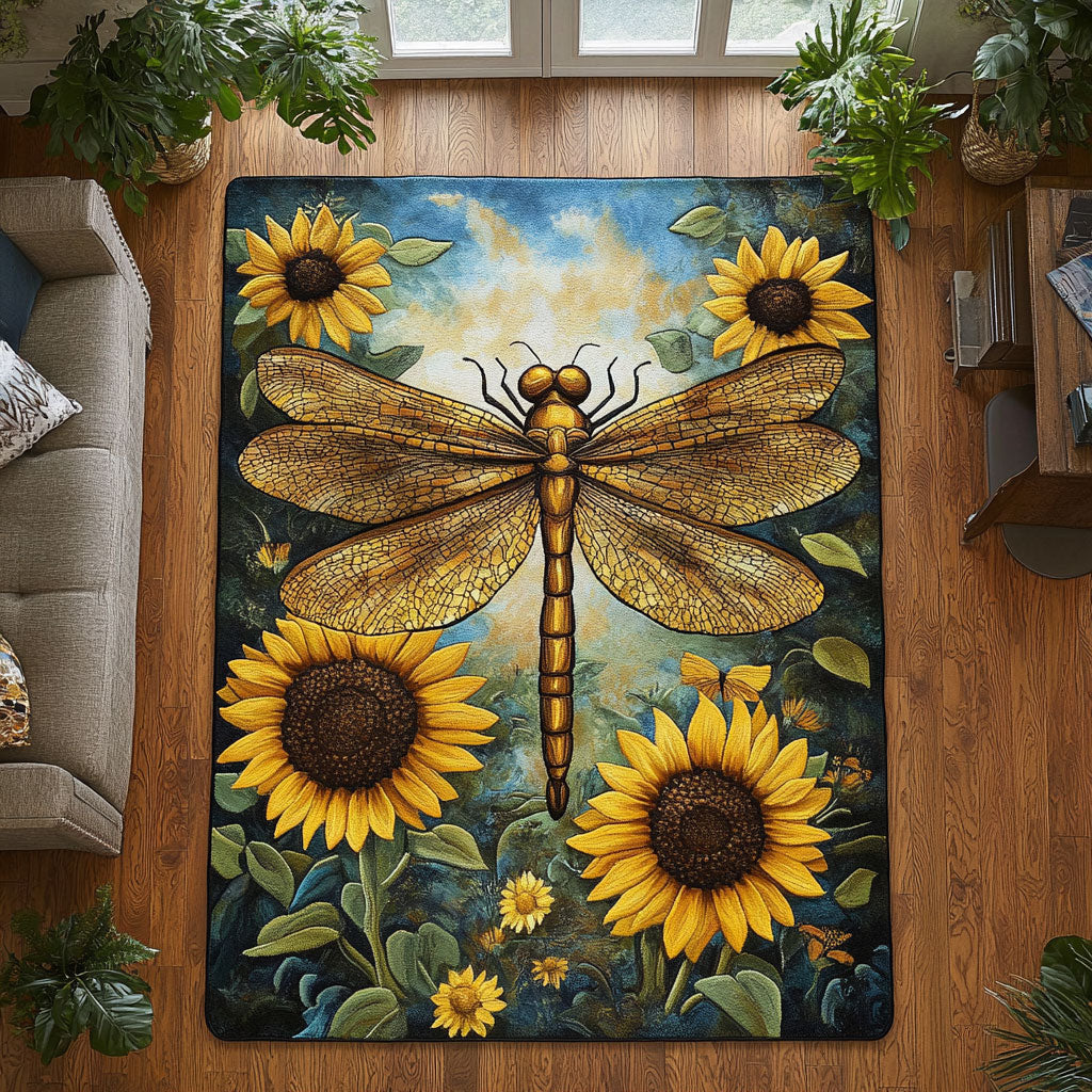 Sunflower Dragonfly CW0309068CL Area Rug