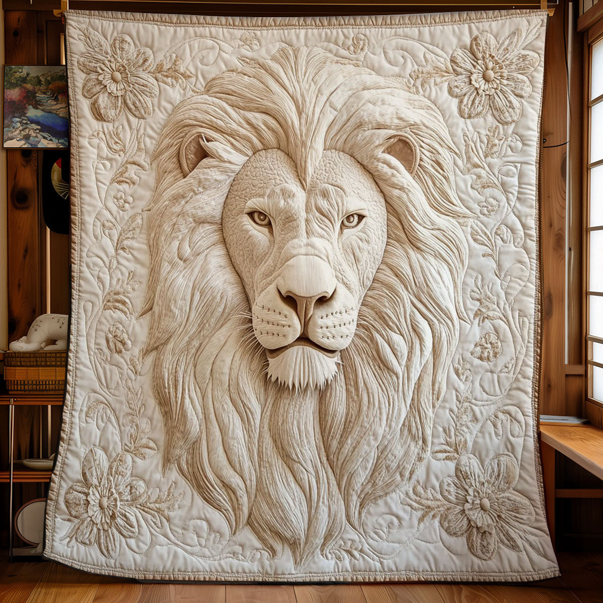 Floral White Lion WY0503108CL Quilt