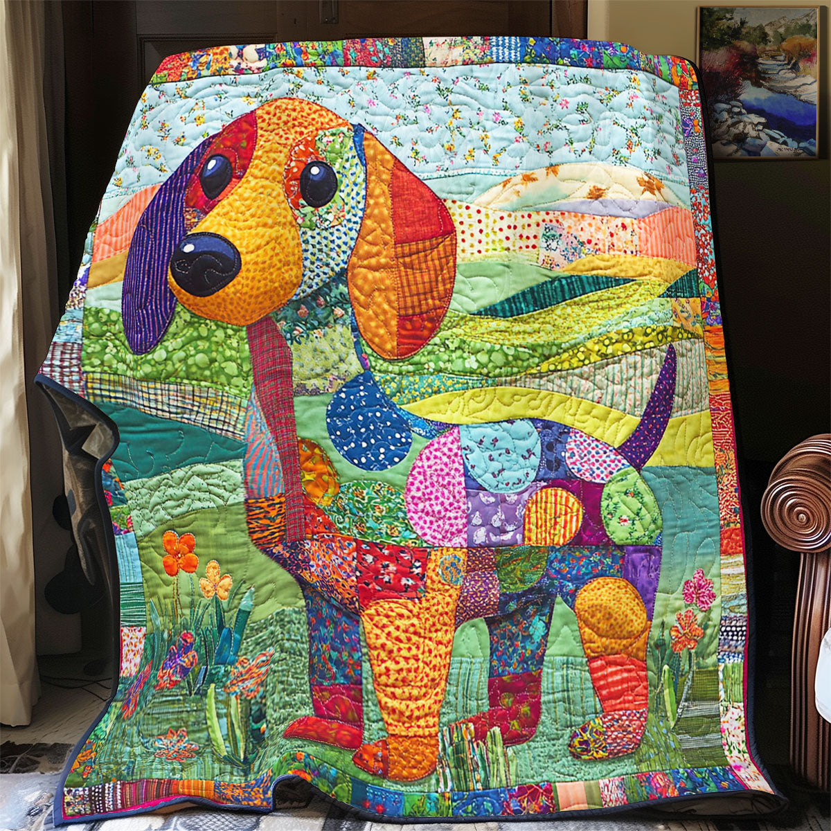 Rainbow Dachshund WY1303045CL Quilt