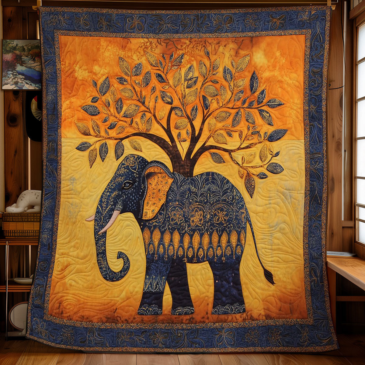 Grey Elephant And Tree WY1002085CL Quilt