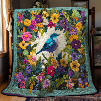 Bird In Flower Wreath WY1002015CL Quilt