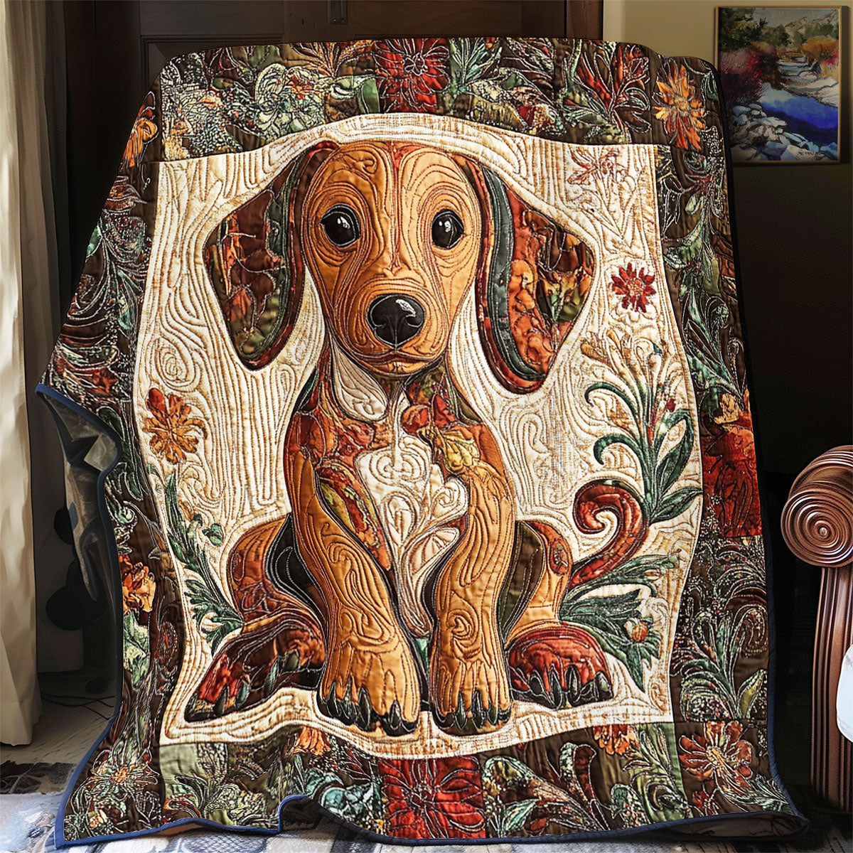 Dachshund In Garden WY1303025CL Quilt