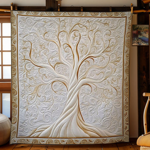 Gold White Tree WY1002084CL Quilt