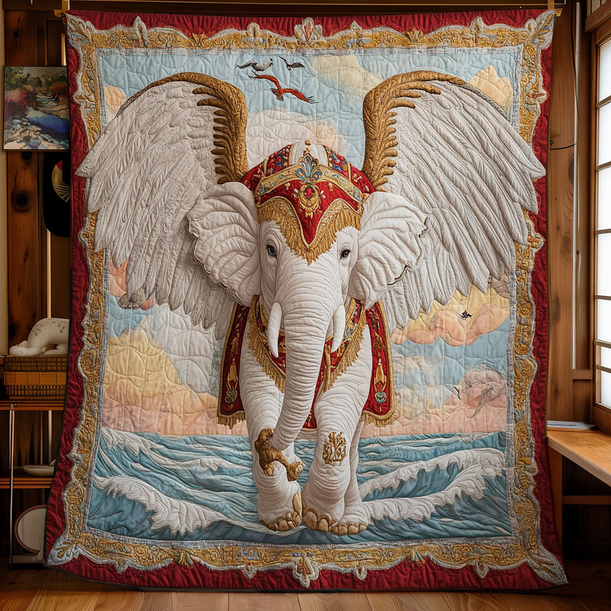 Royal Elephant In Ocean WY1002131CL Quilt