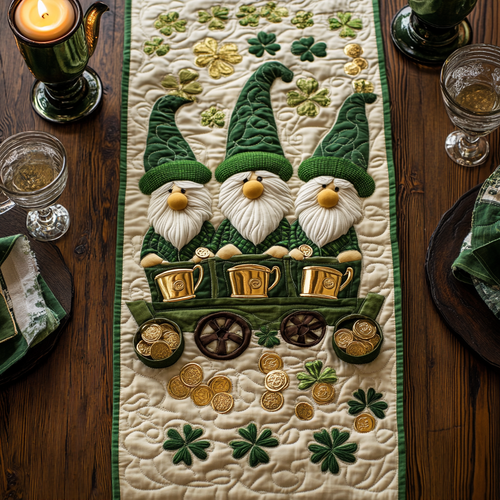 Gnome In Clover Garden WY1901022CL Quilted Table Runner