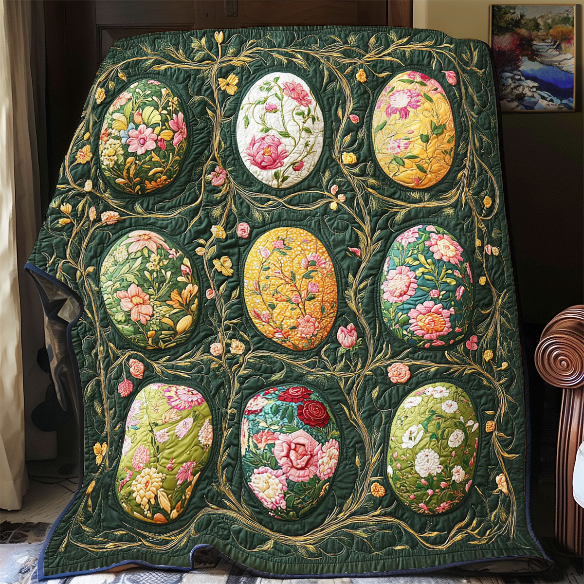 Floral Easter Egg WY1303044CL Quilt