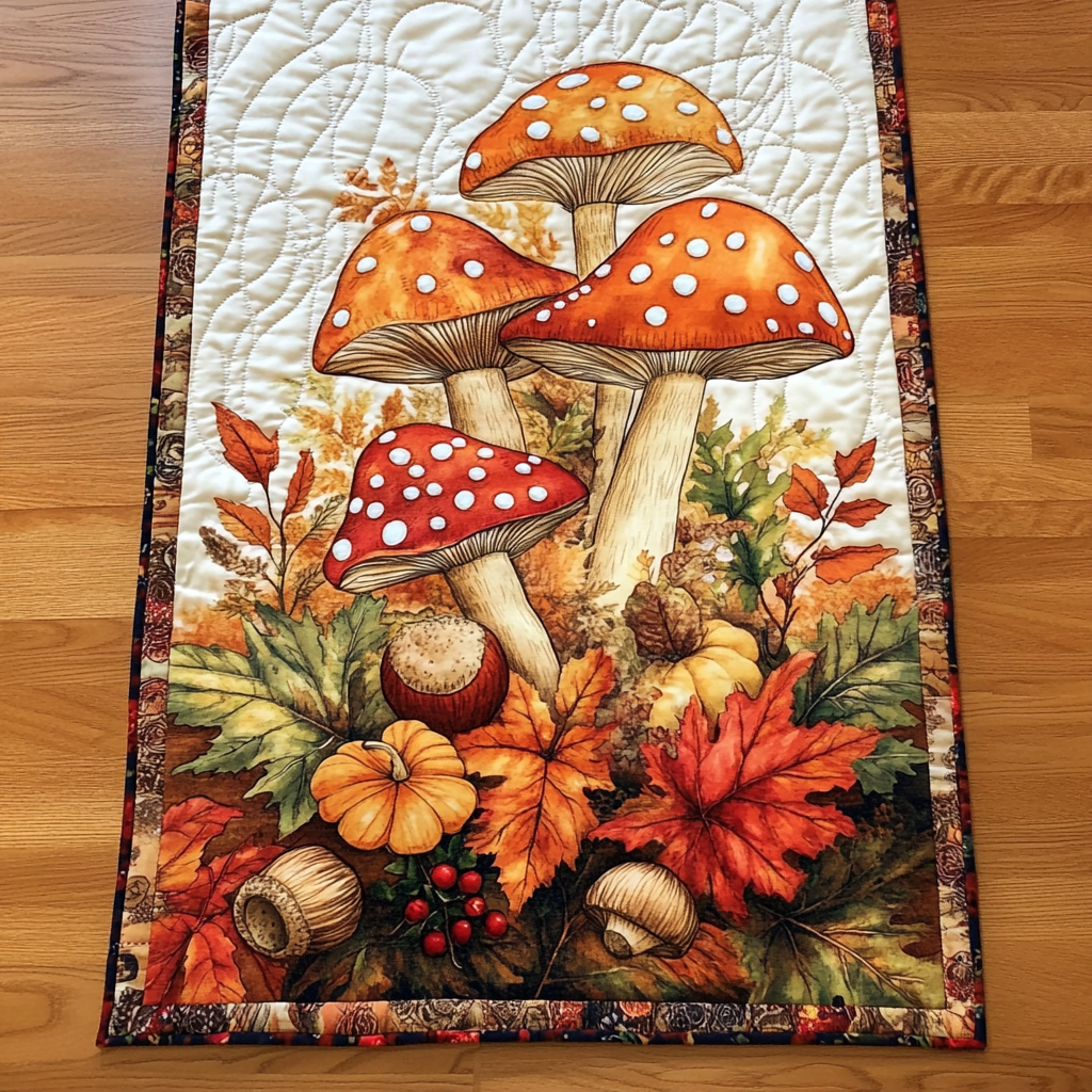 Mushroom Forest WY0901135CL Quilted Table Runner