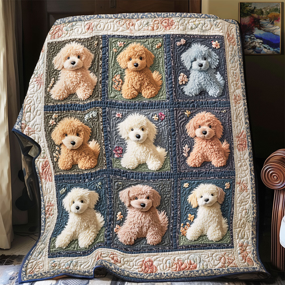 Colorful Poodle WY1303053CL Quilt