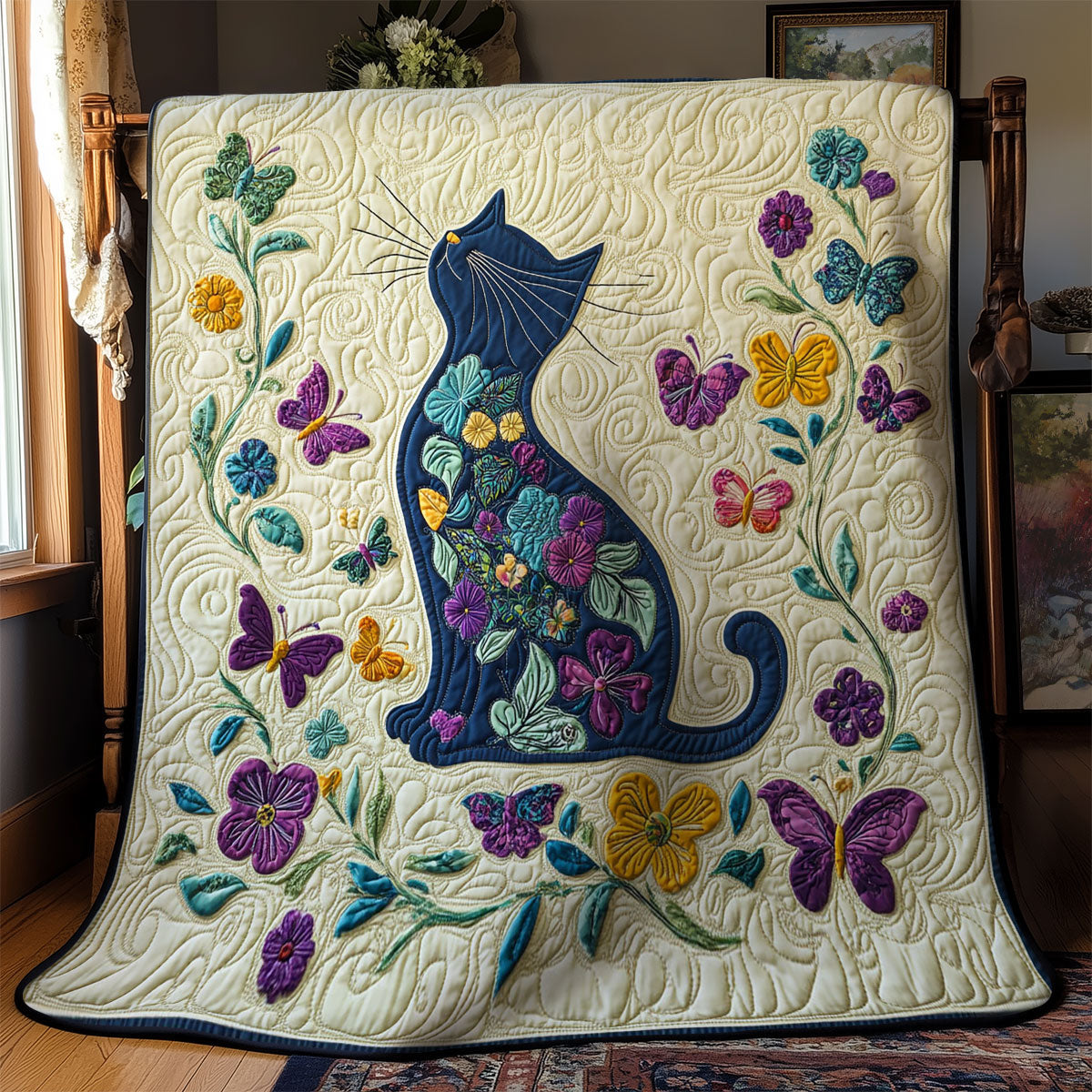 Flower Cat WY1002071CL Quilt