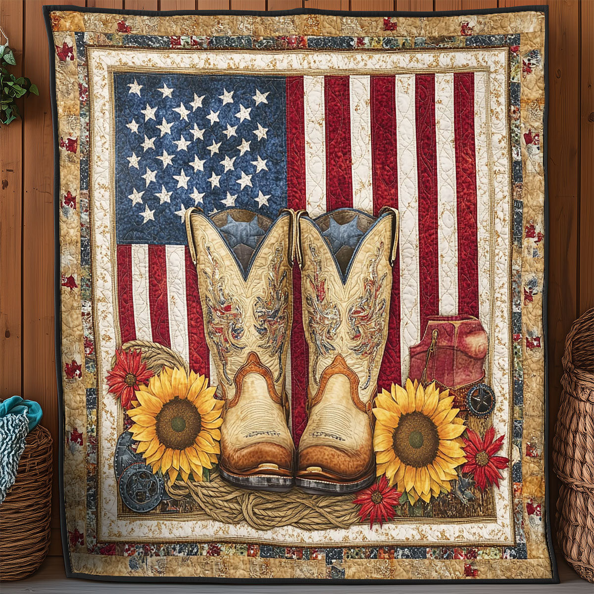 American Sunflower Boots WY3004036CL Quilt