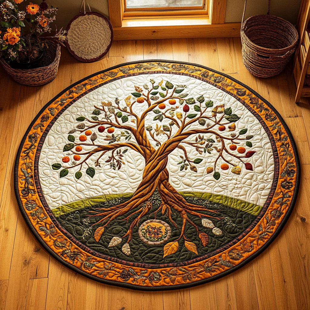 Ancient Fruit Tree WY0805028CL Quilted Round Mat