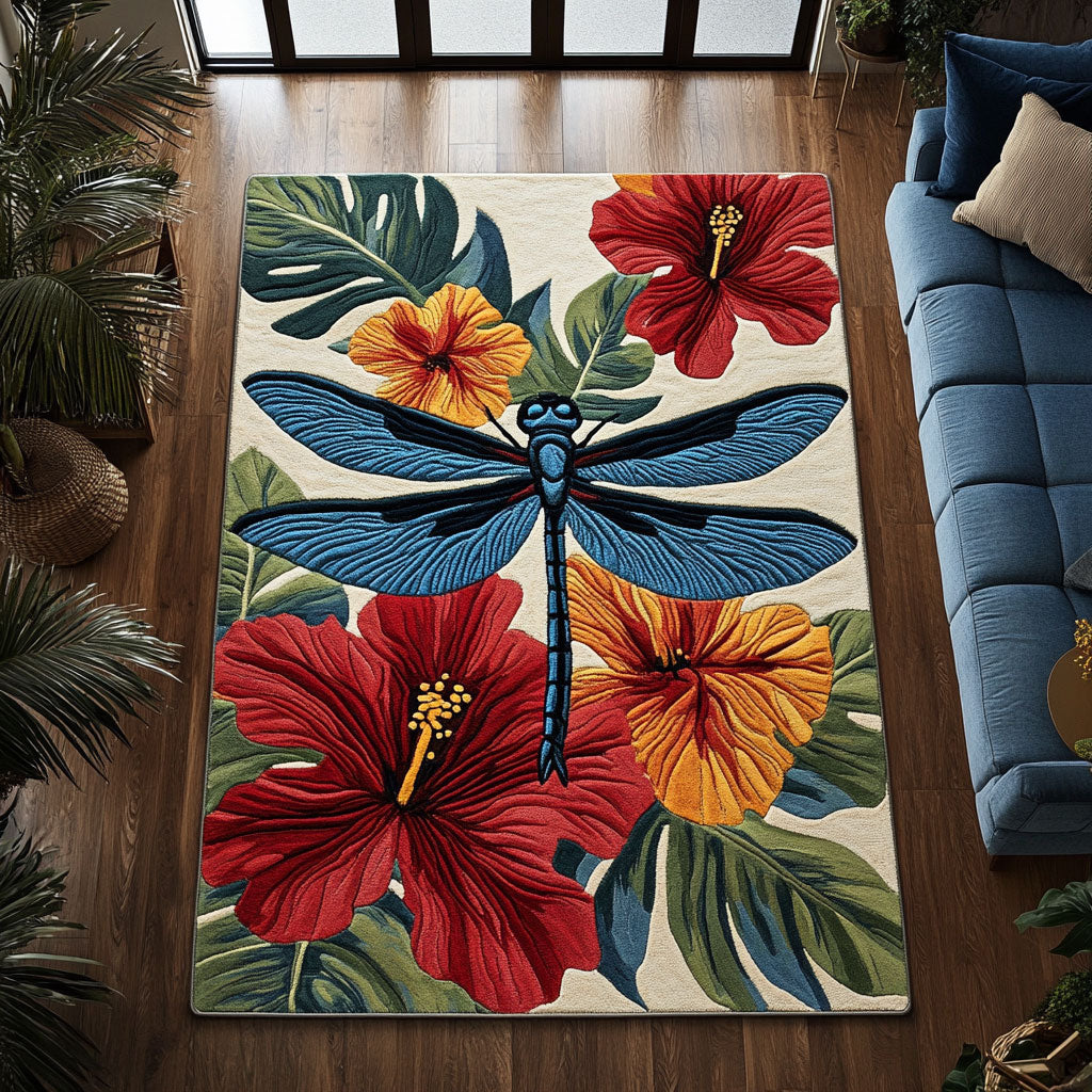 Hibiscus Dragonfly CW0309067CL Area Rug