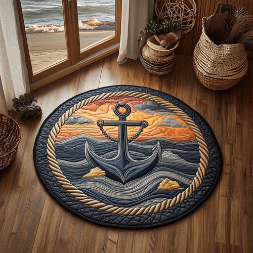 Anchor In Sunset WY1106059CL Quilted Round Mat
