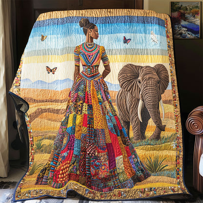 Elephant And Women WY1002056CL Quilt