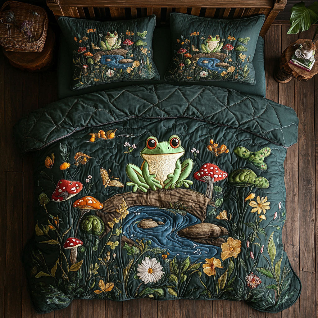 Frog In Whimsical Forest WY2805004CL Duvet Cover Set