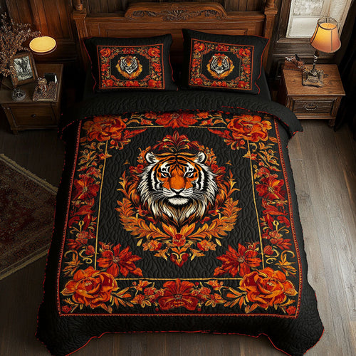 Red Flower And Tiger WY1401058CL Duvet Cover Set