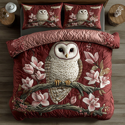 Owl In Pink Magnolia WY1904054CL Duvet Cover Set