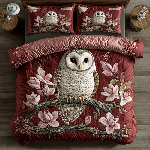 Owl In Pink Magnolia WY1904054CL Duvet Cover Set