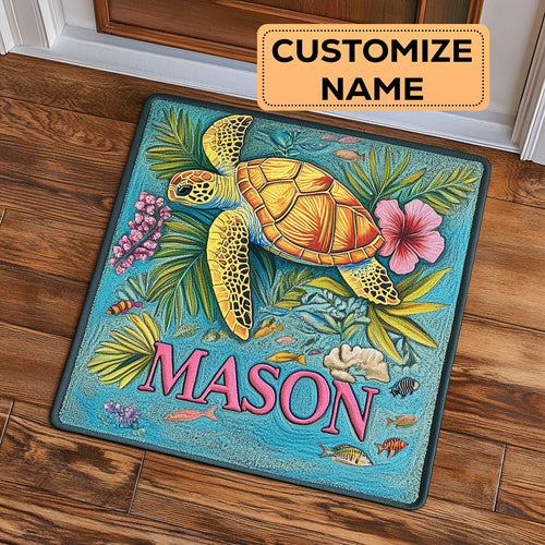 Turtle Bloom CW2508016CL Personalized Doormat